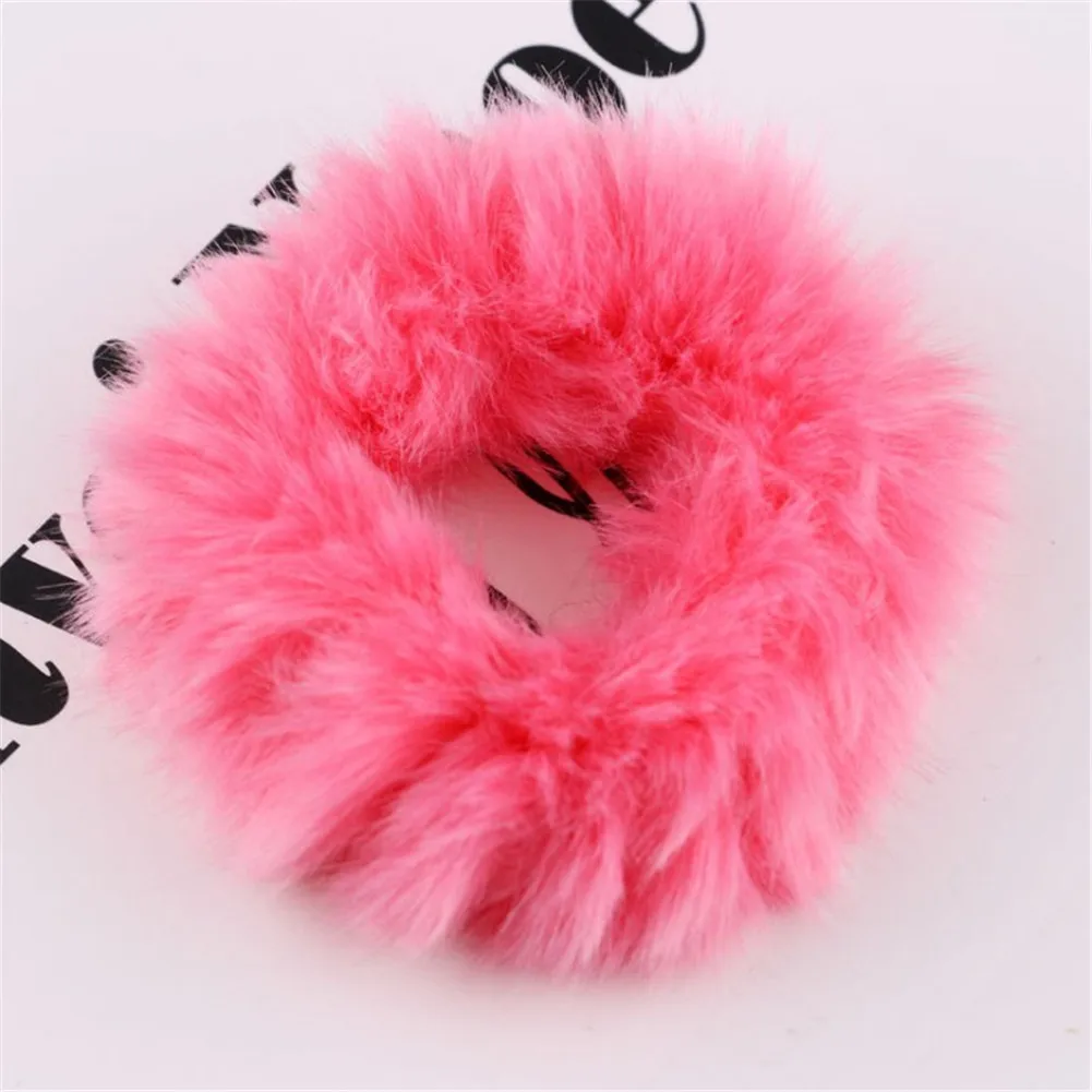 Soft Fluffy Faux Furs Scrunchie Fuzzy Noble Hair Ties Cute Elastic Hair Band Pink Hair Bands For Girls Fashion Hair Accessories