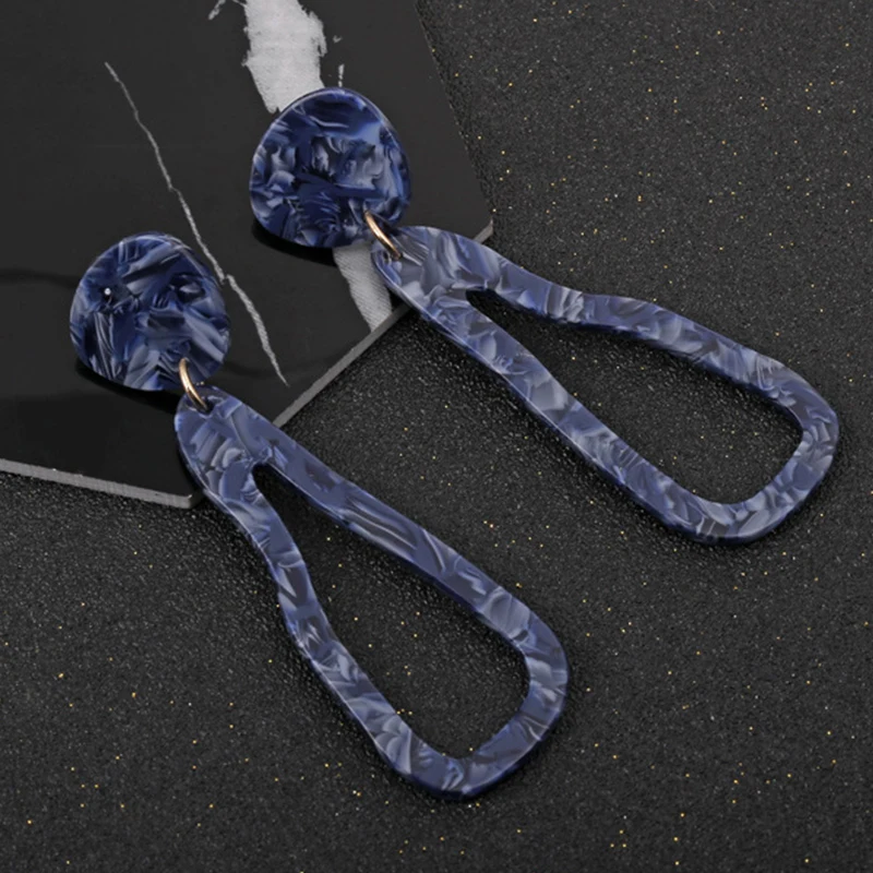 Женские акриловые серьги в синем картина из 5 частей геометрическая форма модные