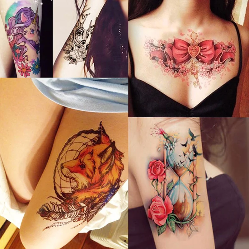 Временная тату наклейка цветок на руку боди арт водонепроницаемая Женская