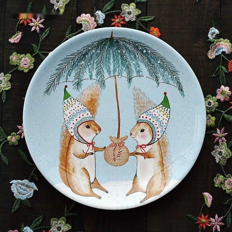 

Nordic Creative Home Ceramic Tableware Postprandial Porcelain Plate Postprandial Cute Bowls Snack Container Serveware Candy Tray
