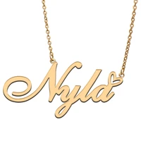 love heart nyla name necklace for women stainless steel gold silver nameplate pendant femme mother child girls gift