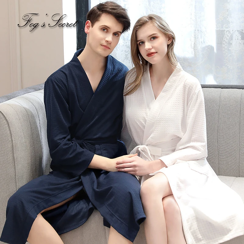 Мужской халат, Осень-зима, вафельный тонкий, yukata, Абсорбирующая, быстросохнущая Пижама, домашняя одежда, ночная рубашка, roupao feminino