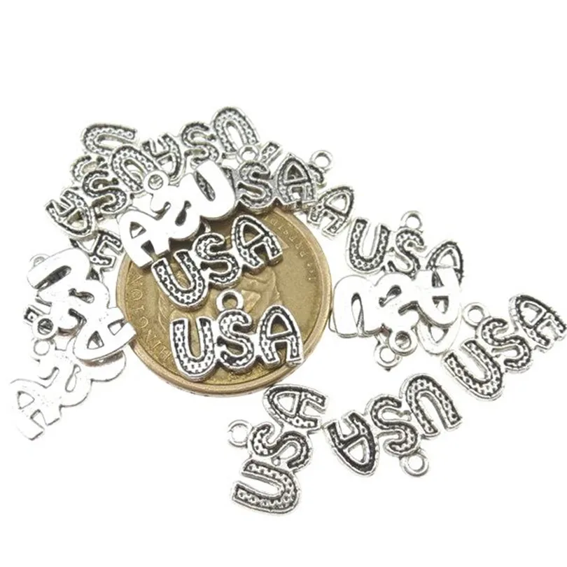 30 шт. античные серебряные металлические подвески буквы США Подвески DIY Ювелирные