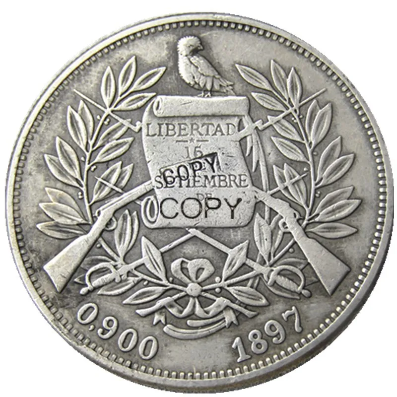 GUATEMALA 1894 1895 1896 1897 1 песо Посеребренная копия монет | Дом и сад