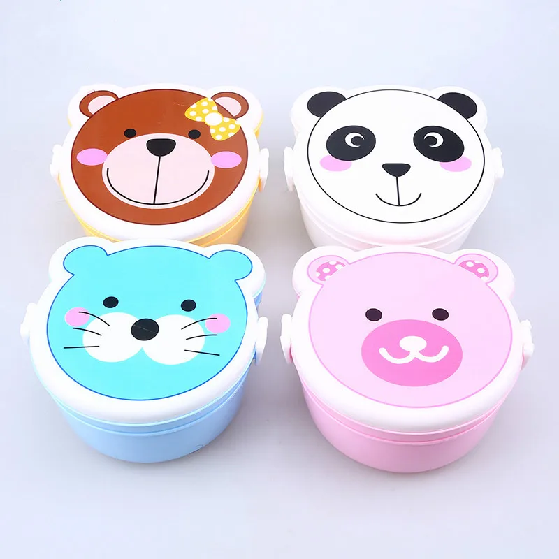 WHISM портативная коробка для бенто Kawaii пластиковый двухслойный Ланч-бокс