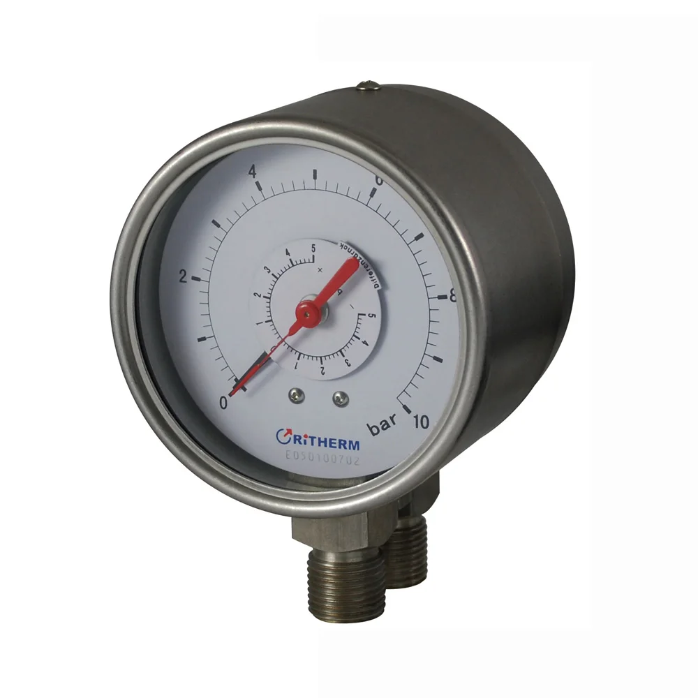 

16011001 stainless steel double point differential pressure gauge