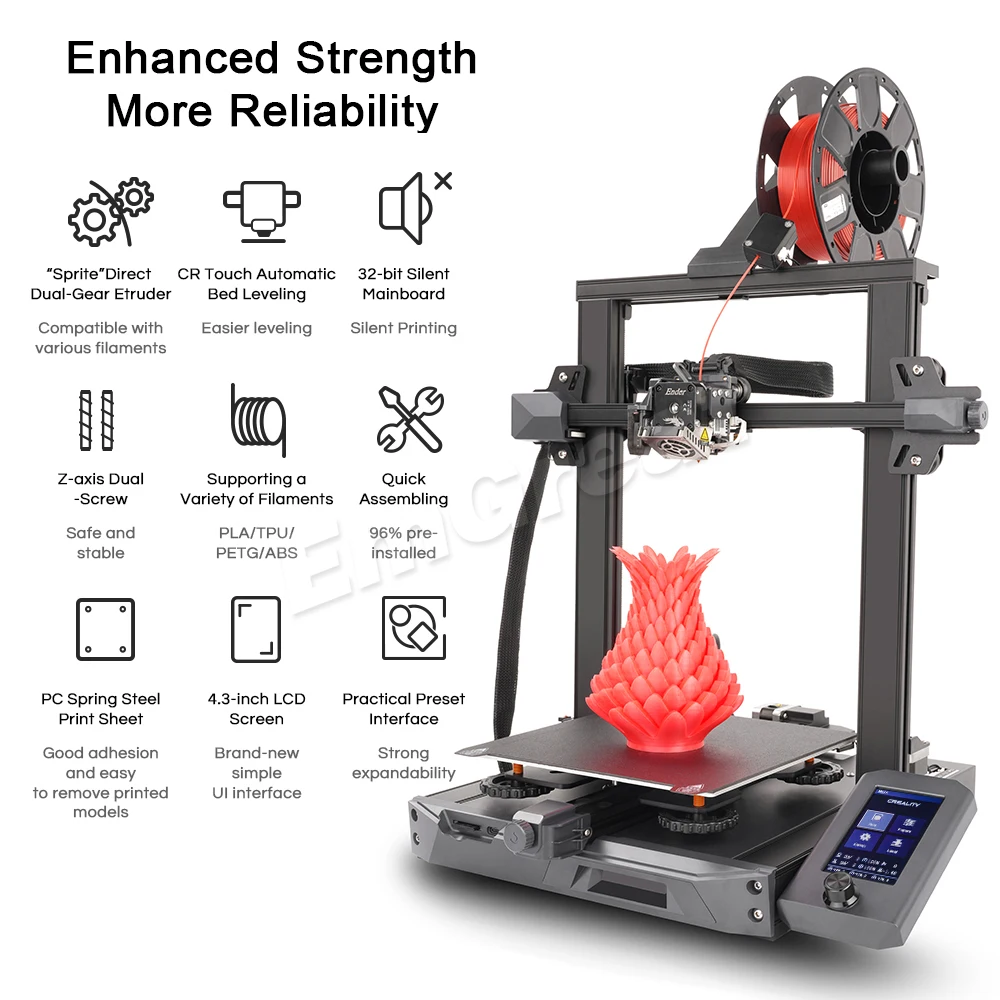 Creality Ender-3 S1 3D Printer Sprite Direct Dual-Gear Extruder CR Touch Automatic Bed Leveling High-Precision Dual Z-axis PC | Компьютеры