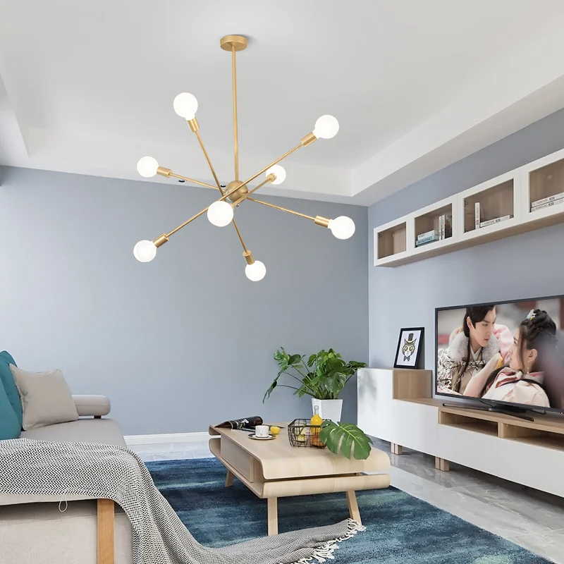 Светодиодный Люстра светильник золотой роскошной отделкой подвесной ing Гостиная