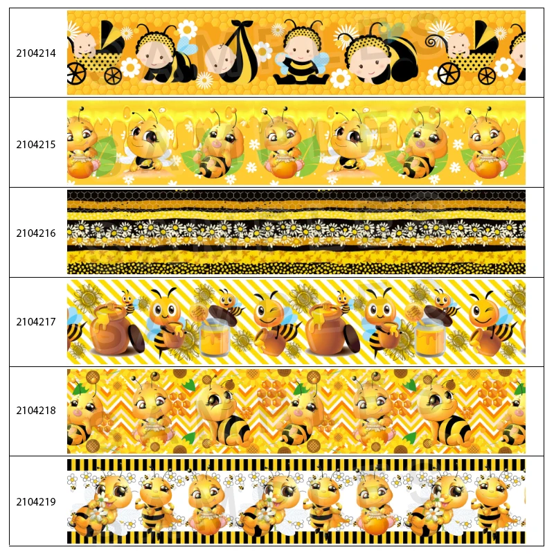 10 ярдов атласная корсажная лента с мультяшным принтом пчелы украшение для