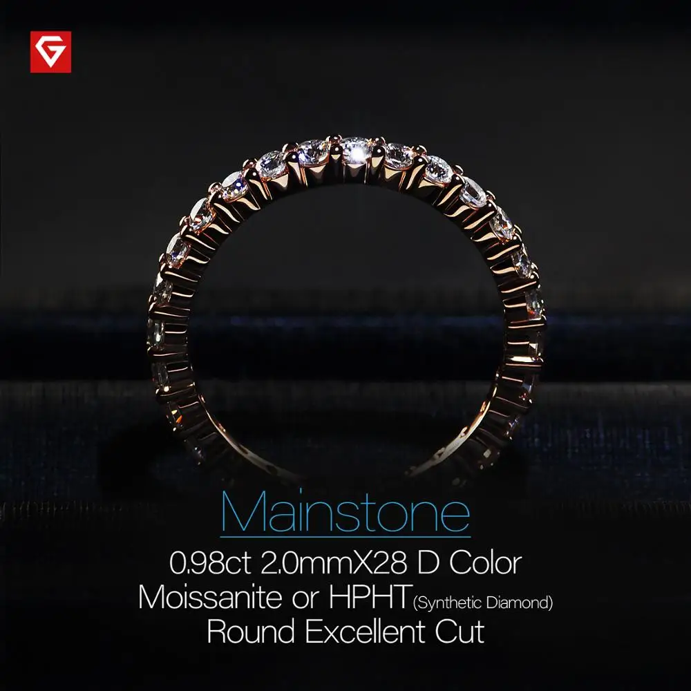 GIGAJEWE всего 0.98ct 2.0mmX28pcs Moissanite или Diamond HPHT D VVS1 круглая огранка 14K Золотое кольцо