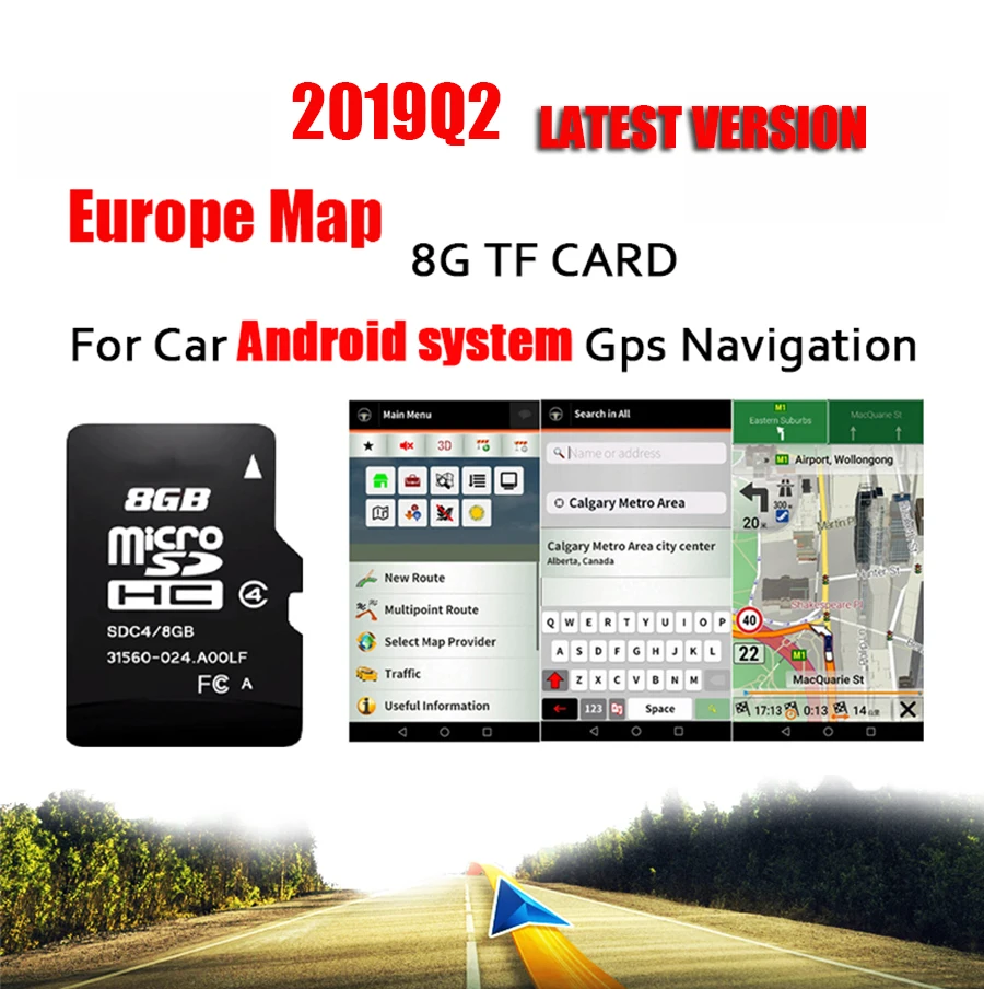 Подходит для системы Android Автомобильный gps навигатор 8 Гб Micro SD карта Европы для Франции, Италии, Норвегии, Польши, России, Испании и т. д
