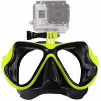 black silicone scuba mask with camera holder tempered glass lens wide view soft comfort fit for adult diving and snorkel yellow