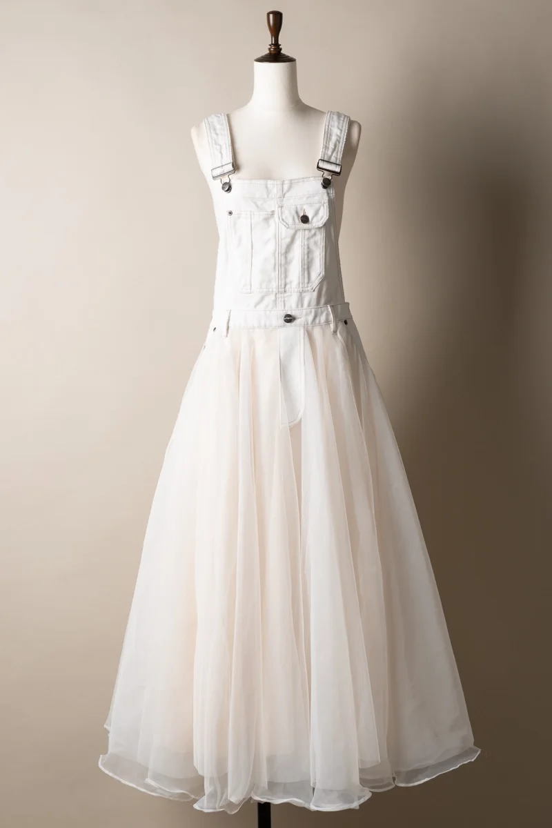 Женское платье с высокой талией корейское летнее Сетчатое женское джинсовое