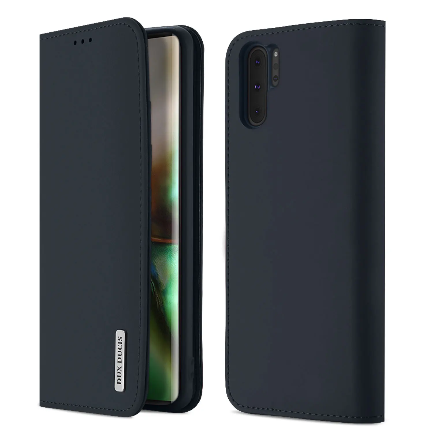 Чехол для samsung Galaxy Note 10 Plus, Роскошный кошелек из натуральной кожи, чехол для samsung Note 10 Plus 5G, бизнес Магнитный флип-чехол - Цвет: Темно-синий