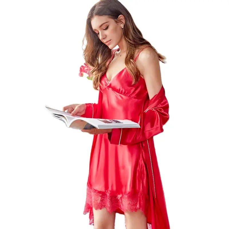 Халат комплекты французские ресницы кружева слинг ночная спальный Женская