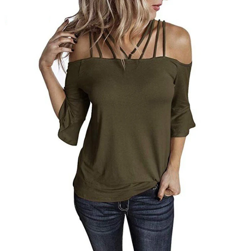 

Slash Neck Sexy T Shirts Top Women Solid T-Shirts Women's Plus Size S-5XL Clothes Half Sleeve Tees 3XL 4XL Top