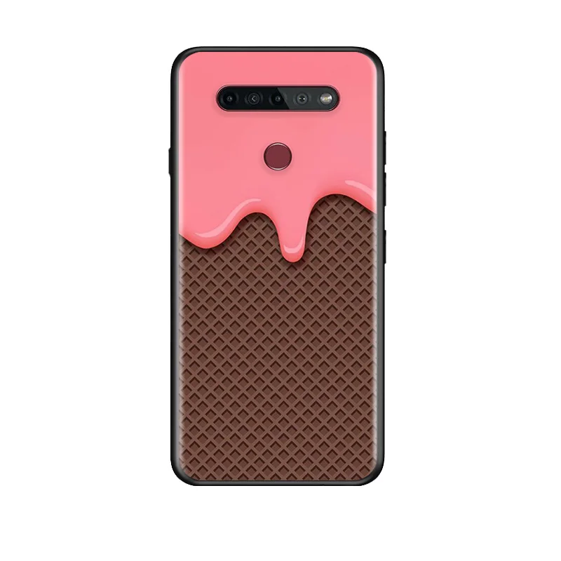 

Food Dessert Chocolate For LG G8 V30 V35 V40 V50 V60 Q60 K40S K50S K41S K51S K61 K71 K22 ThinQ 5G TPU Silicone Black Phone Case