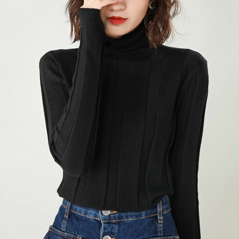 Осенне-зимний длинный свитер женский 2020 однотонный вязаный пуловер с длинным