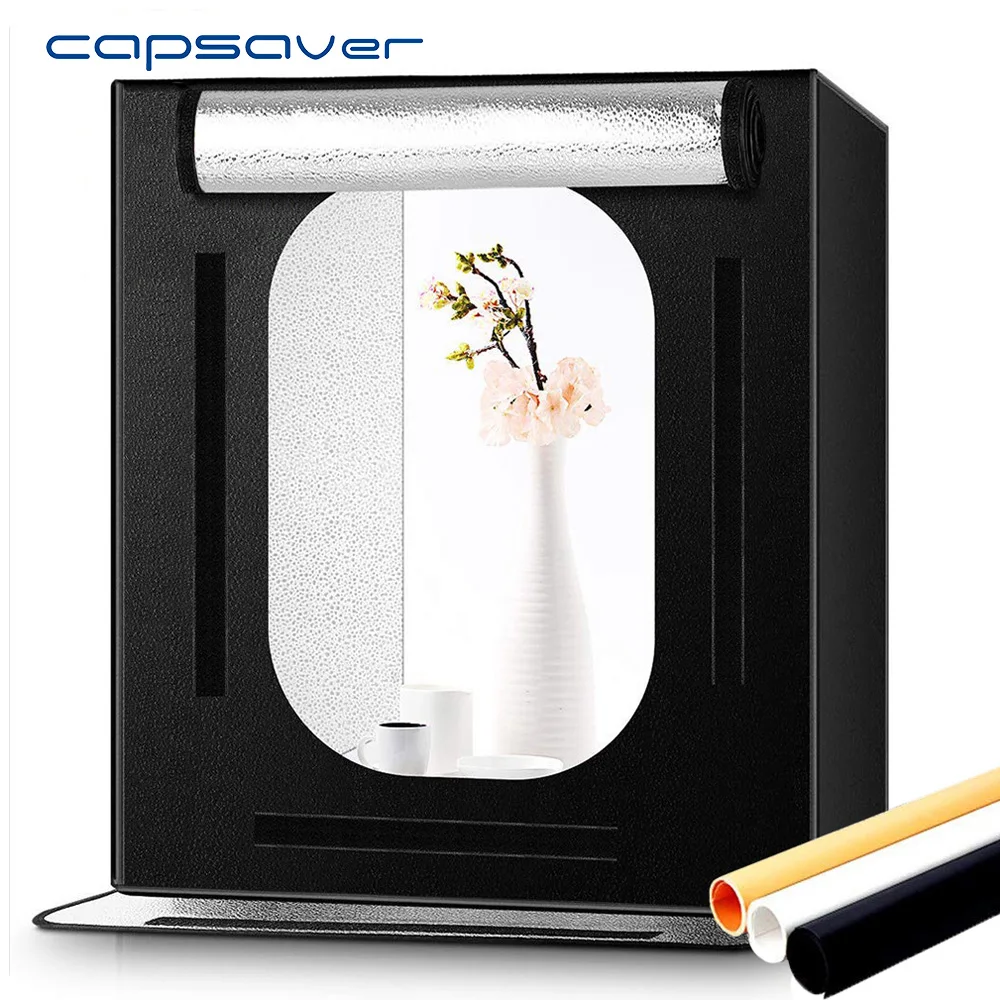 

capsaver F60 Portable Photo Studio LED Light Box 60*60cm Folding Lightbox Softbox Photo Shooting Tent for Product Jewelry Toy