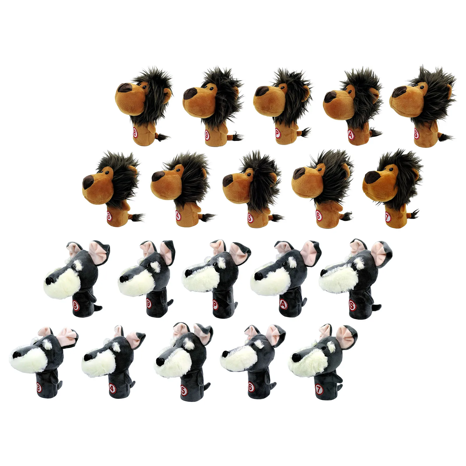 

Cute Plush Golf Iron Headcover Numbered Club Head Cover Protection 3-9,P,S,A