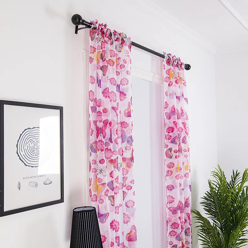 Прозрачные Занавески с бабочками Тюлевая драпировка для окон занавеска из вуали