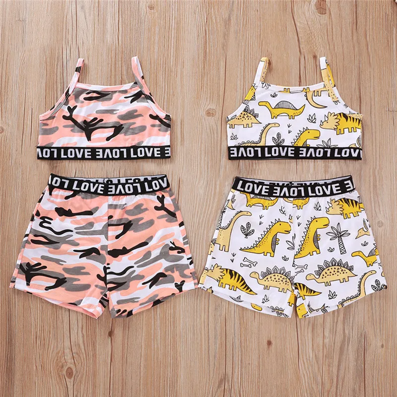 Комплект одежды для маленьких девочек из 2 предметов одежда топы без рукавов с