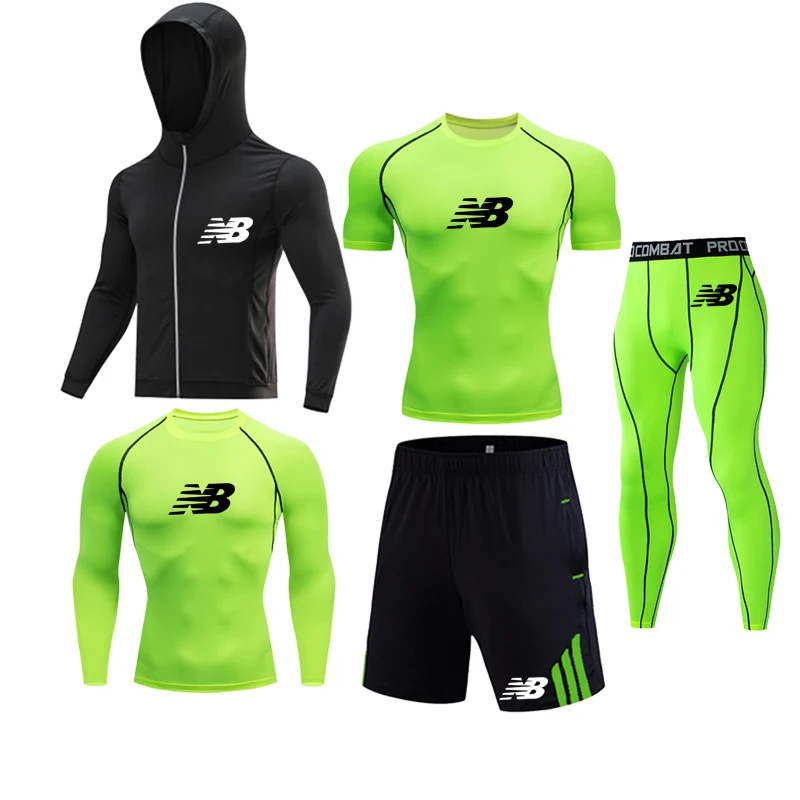 

Men Running Jogging Training Clothes Sets Football Basketball Cycling Fitness Sport Wear Kits Teenager Compression Sportswear