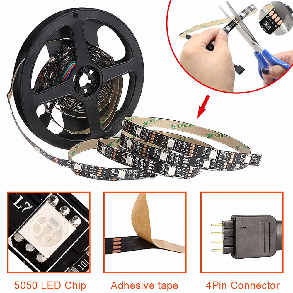 DC5V RGB Светодиодная лента SMD5050 Tira светодиодная USB лента RGB подсветка лента для компьютера ТВ фон Fita светодиодная полоса гибкий неоновый светильник