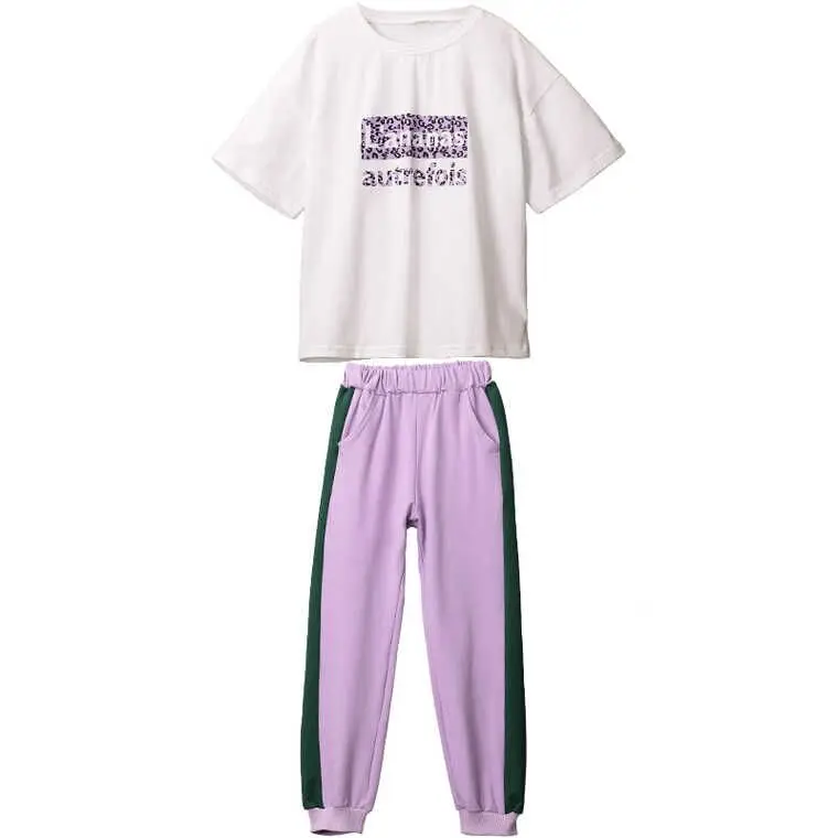 2020 Summer Girls Outfits White T-Shirt &amp Pants 2pcs Child sports sets 6 8 10 12 Year Teen Kids Girl Clothes Casual Tracksuit |
