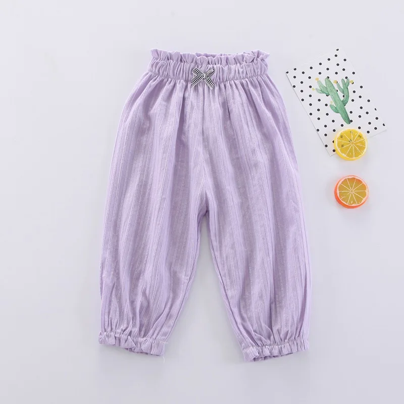 

New Summer Children Kids Boys Girls Pants Cotton Thin Breathable Prevent Mosquito Candy Color Pants 0-4years