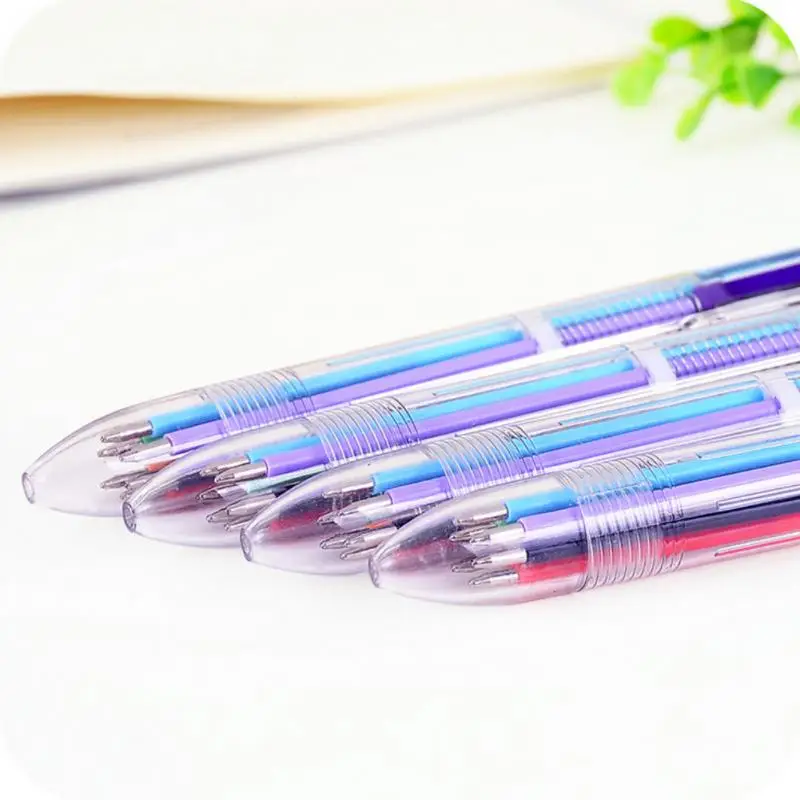 

0.5mm Multi-color 6 in 1 Color Ballpoint Pen Ball Point Pens Kids School Office Supply Plastic Ballpoint Pen