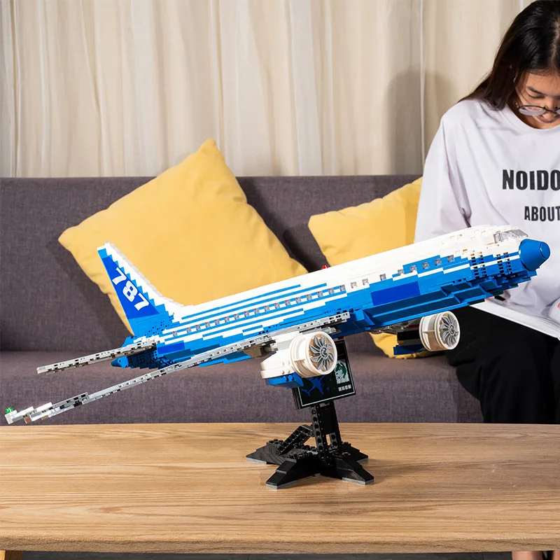 Фото В НАЛИЧИИ MOC Dreamliner 787-8 Строительные блоки Сборка модели Идея авиационного самолета Конструктор Кирпич 1353 шт. Игрушки Подарки для мальчиков №5