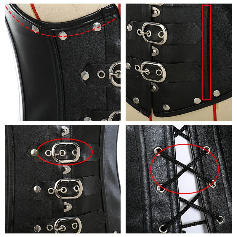 

Sexy Plus Size Steampunk Gothic Corset Bustier Steel Boned Leather Waist Trainer Corset Bustier Waist Cincher Shaper Corselet