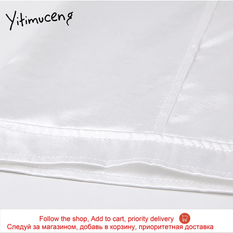 

Yitimuceng White Dresses For Women Summer Button Up High Waist Puff Sleeve A-Line Solid 2021 Korean Fashion New Elegant Dress