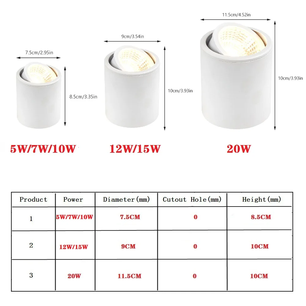 Вращающийся светодиодный потолочный светильник COB поверхностного монтажа