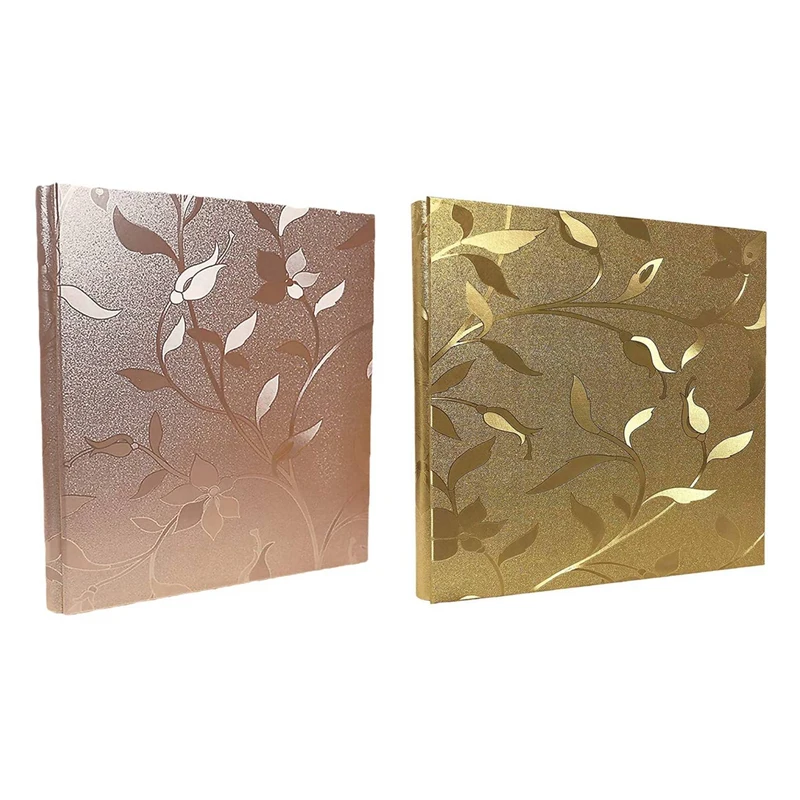 

2X Photo Album 4X6 620 Photos Leather Cover For Family Wedding Anniversary Baby Vacation (Champagne Gold/Gold)