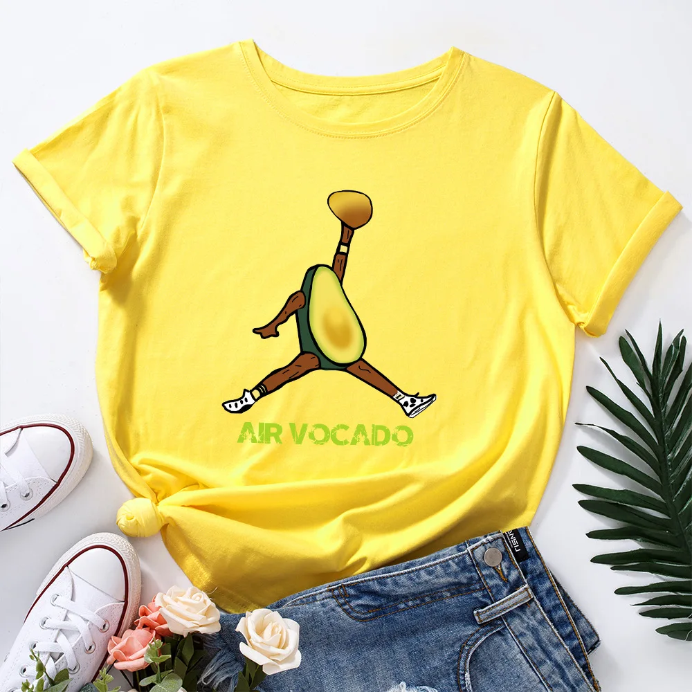 

Plus Size S-5XL TShirt New Avocado Print T Shirt Women Shirts 100%Cotton O Neck Short Sleeve Tees Summer Tops Funny T Shirts