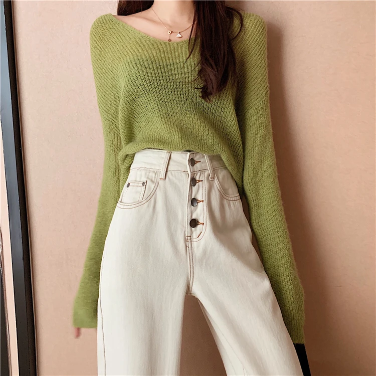 

Single Breasted Women Jean High Waist Clothes Wide Leg Denim Korean Fashion Pants Apricot Straight Leg Pants Women Jeans