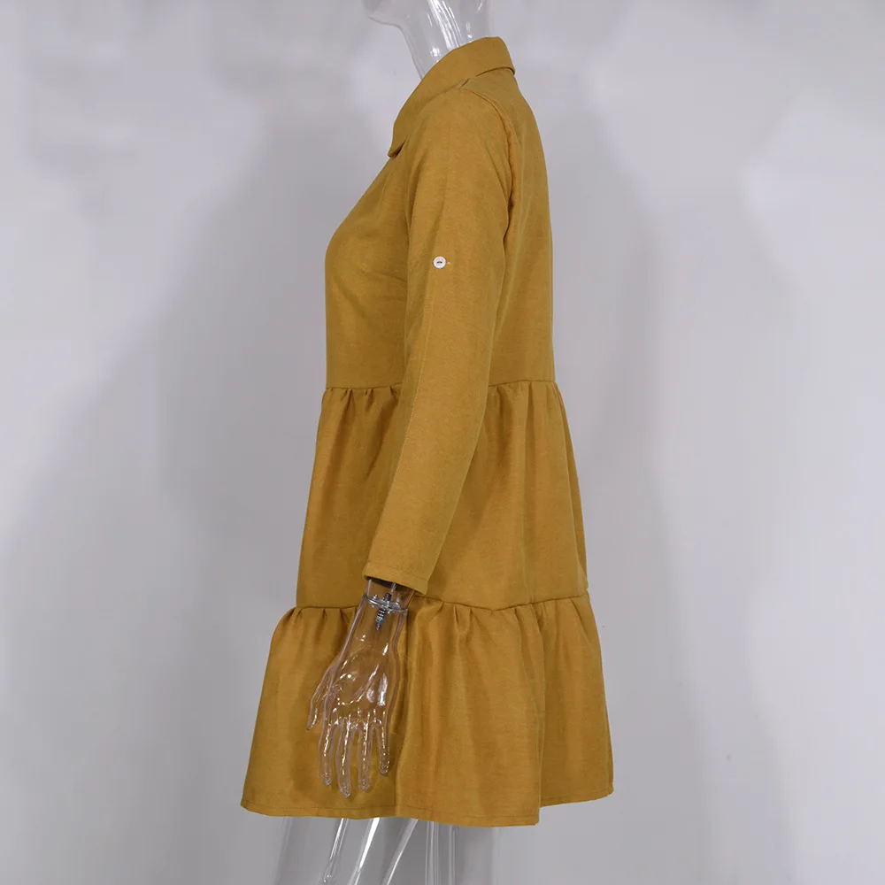 

Shirt Dress Long Sleeve Women Clothing Autumn Winter Dress Button Turn-down Collar Ladies A-line Mini Party Dress 2021 Vestidos