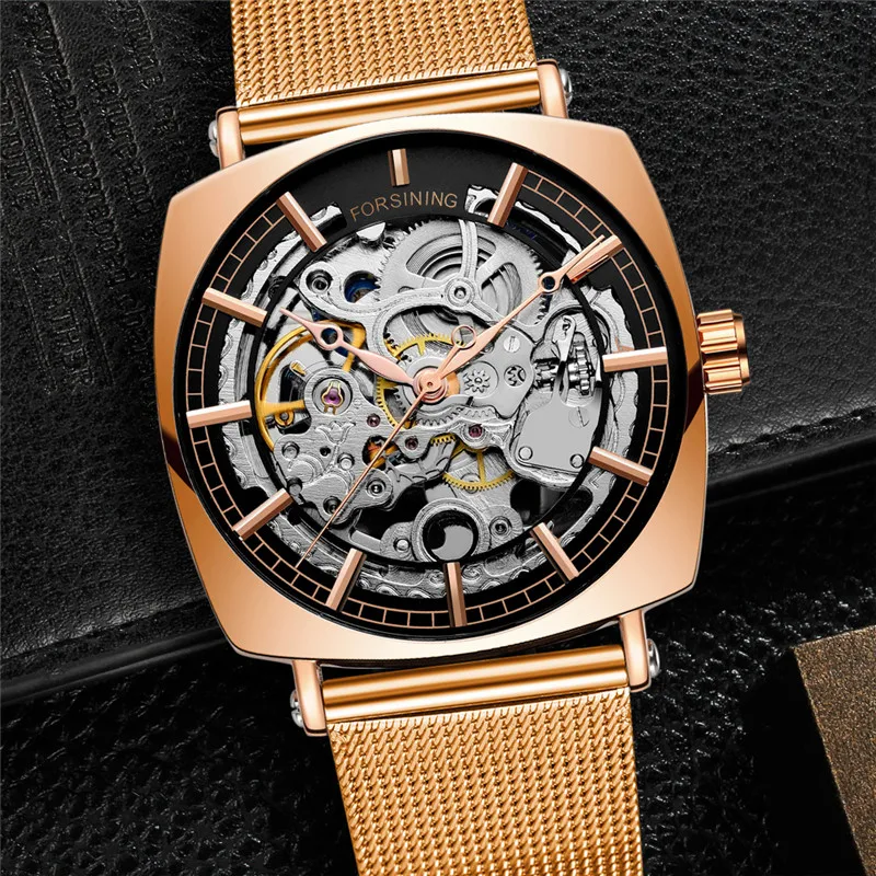 Часы-скелетоны FORSINING Мужские автоматические механические в стиле милитари