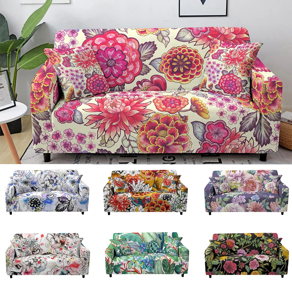 

Flower Sofa Cover Elastic Stretch Couch Cover Slipcover Sofa Covers for Living Room Sofa Protector Loveseat Armchair Cover