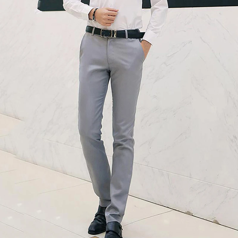 

2021 Spring Formal Men's Suit Pants Fashion Casual Slim Business Dress Pants Male Wedding Party Work TrousersNew M-