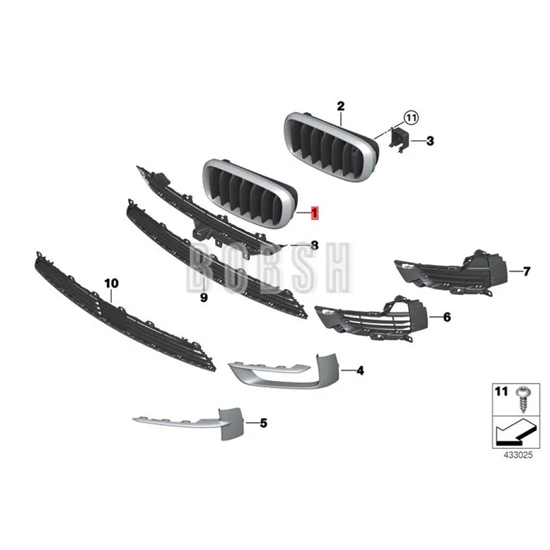 Car Decorative grille 2012-b mwX5 F15 X5 30dX 35i 25d Front bumper center mesh semi-plated front 51137294485 | Автомобили и