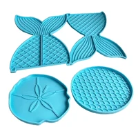 3d fishtail bracket epoxy resin mold fish scale flower coaster tray silicone mould diy crafts ornaments decorations mold
