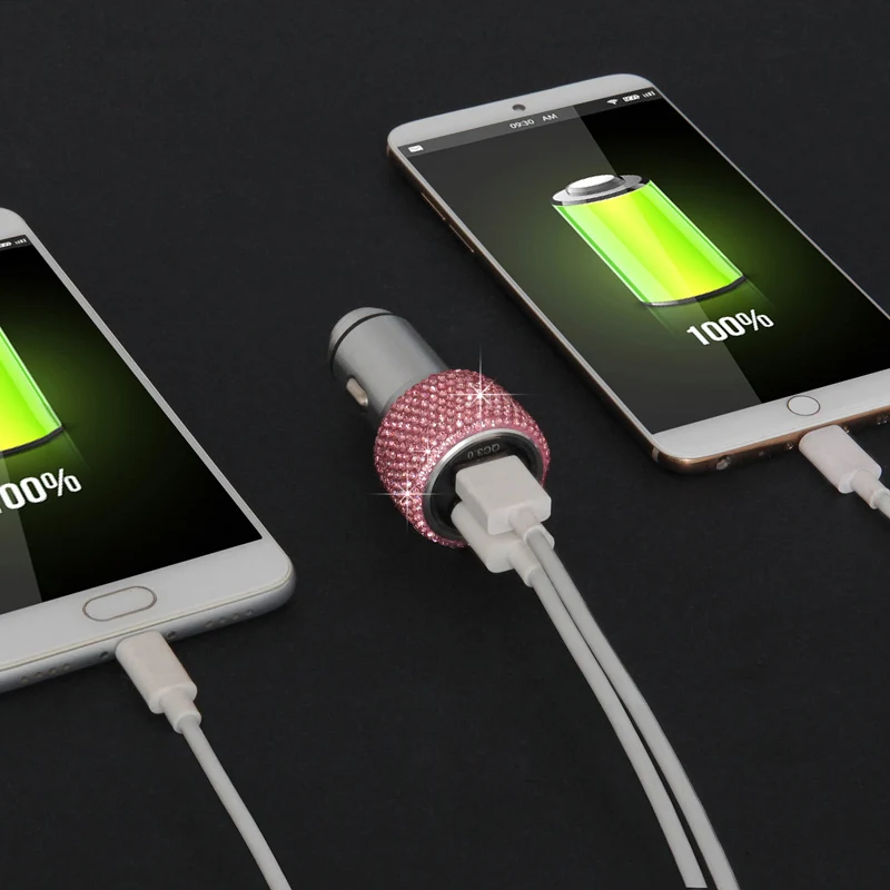 Алмазный Кристалл Двойной зарядное устройство USB линия Bling горный хрусталь автомобильного прикуривателя Универсальный кабель для передачи данных для iPhone Xiaomi huawei