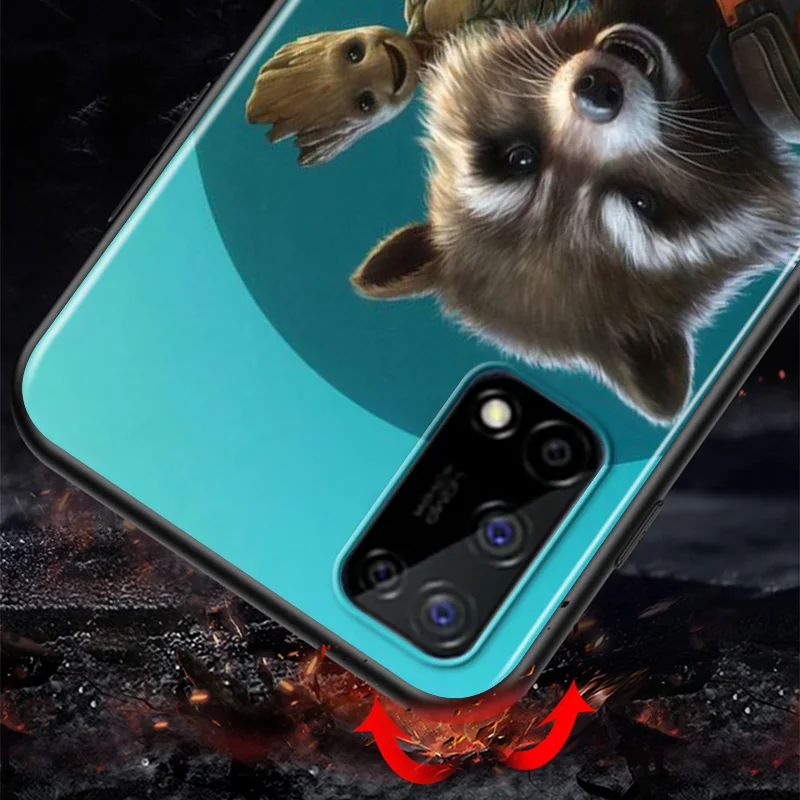 

Marvel Avengers Super Hero Groot For Huawei Honor V30 30S 30i 30 20 20E 20i 20S Lite Pro Plus Soft TPU Silicone Black Phone Case