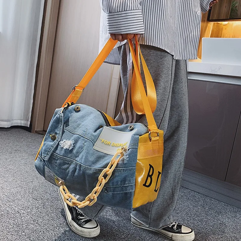 

Fashion Denim Women Shoulder Bags Large Capacity Travel Bag Designer Women Bags Luxury Blue Jeans Crossbody Bag Female Big Purse