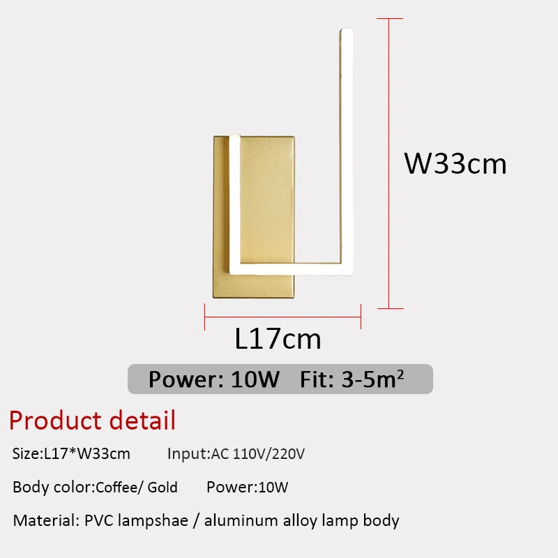 

Led Wall Lights Bedside Lights Night Light Stairway Lights Gold Frame Wall Light for Living Room Bedroom Indoor Lighting Fixture