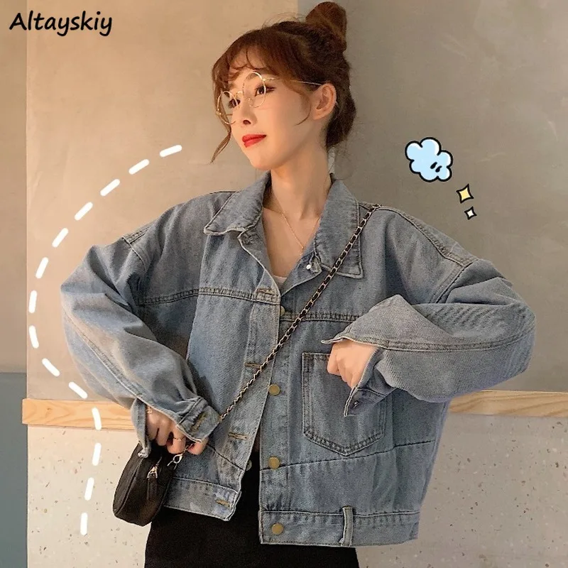 

Basic Jackets Women Denim Jacket Casual Chic Vintage Daily Outwear Short Tops All-match Coats BF Harajuku Ins Fashion Streetwear
