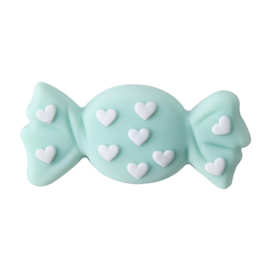 candy mint Let'S Make/1 шт., силиконовый прорезыватель, бусины, Шестигранник, Прорезыватель для зубов, маленькие грызуны, мультфильм, жемчуг, 0-12 месяцев, силиконовая погремушка, детский Прорезыватель - Цвет: candy mint